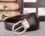 Best Fake Montblanc Smooth Leather Belt - Mens Belt